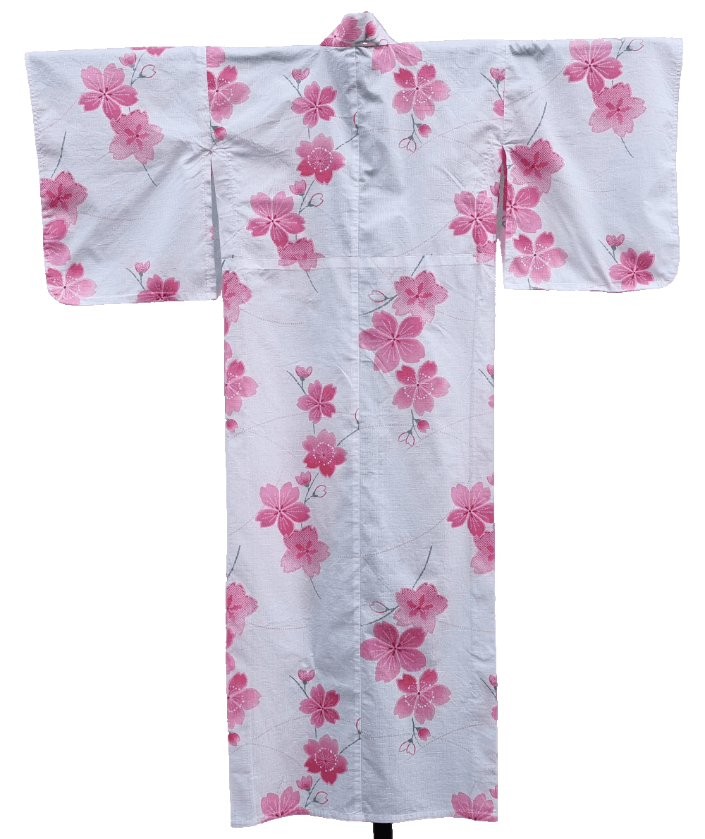 Yukata Damen hellrosa mit Kirschblüten Rückseite