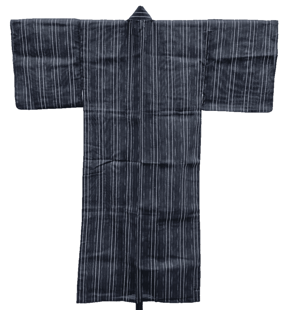 Rückseite Yukata Herren neu schwarz weiss-blau gestreift