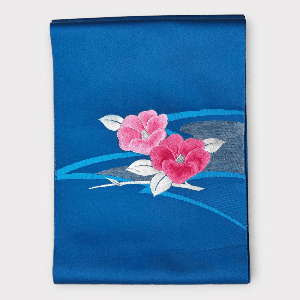 Vintage Kyobukuro Obi Blau mit Blumen