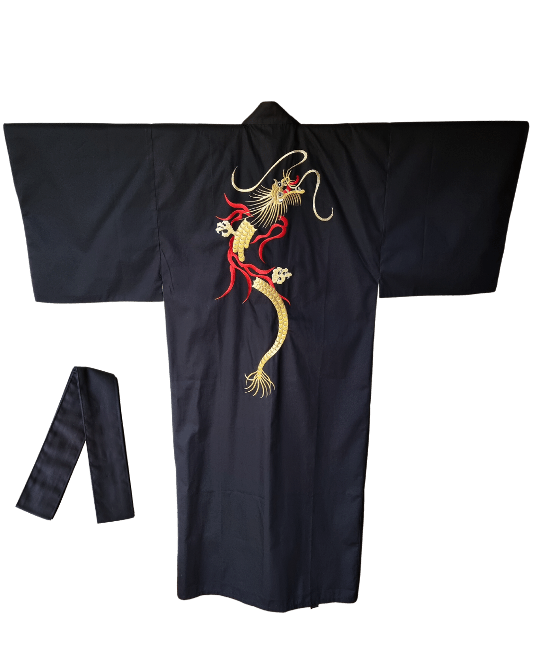 Kimono Herren schwarz Drache inkl. Obi