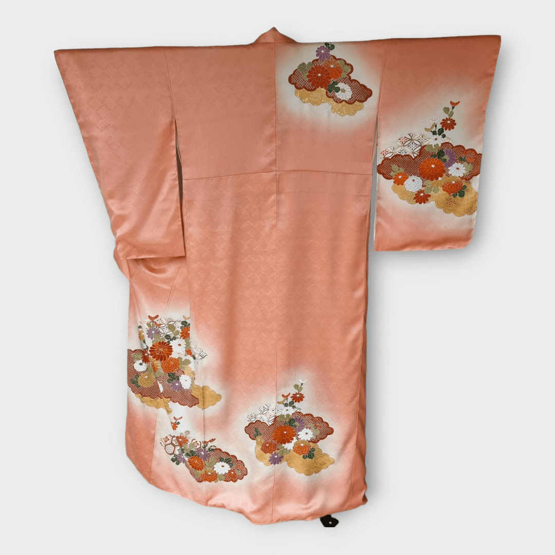 Vintage Houmongi Kimono Damen Chrysanthemen