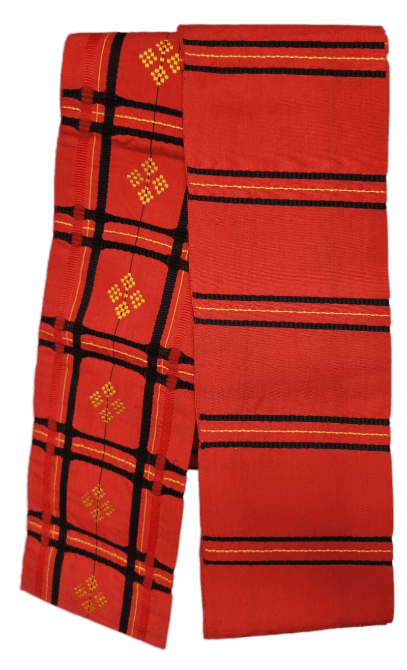 Vintage Hanhaba Obi rot, schwarz und gelb