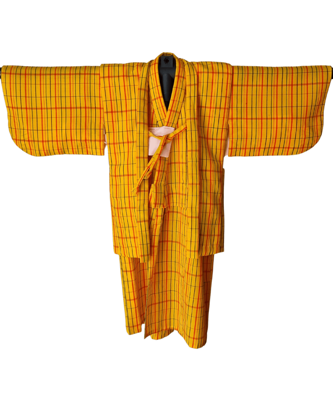 Vintage Kimono Kinder Set gelb kariert 92/98/104