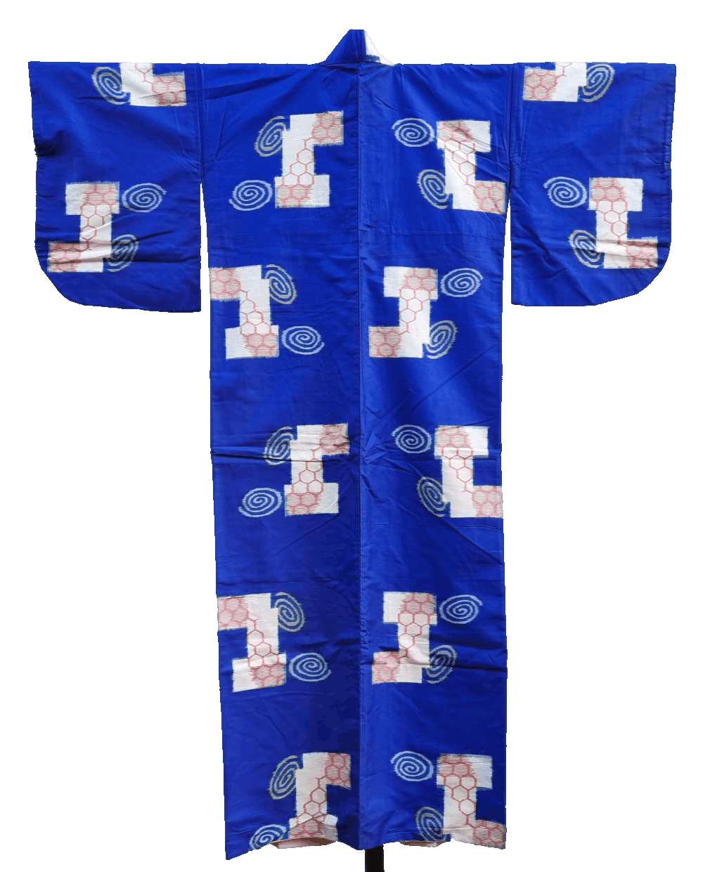Rückseite Vintage Komon Damen Kimono blau gemustert