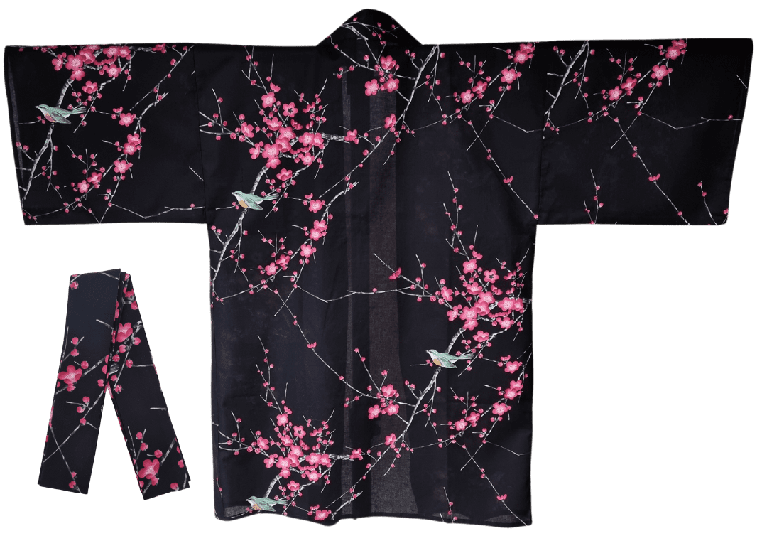 Haori / Hanten Damen Pflaumenblüte schwarz
