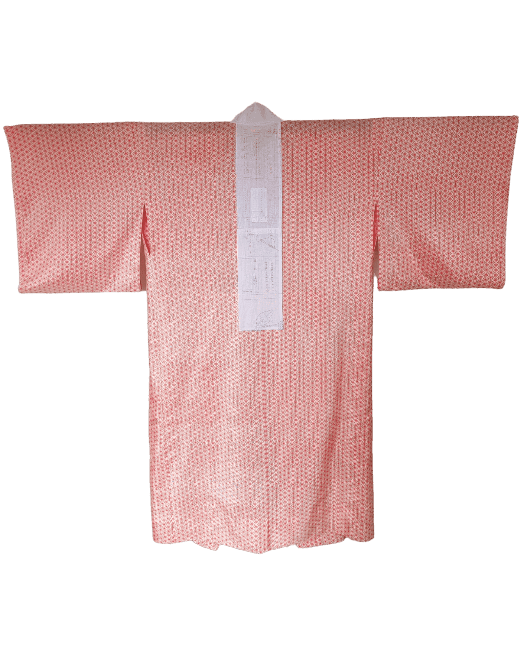 Vintage Naga-Juban Unterkimono creme rot Asanoha mit Nähanleitung