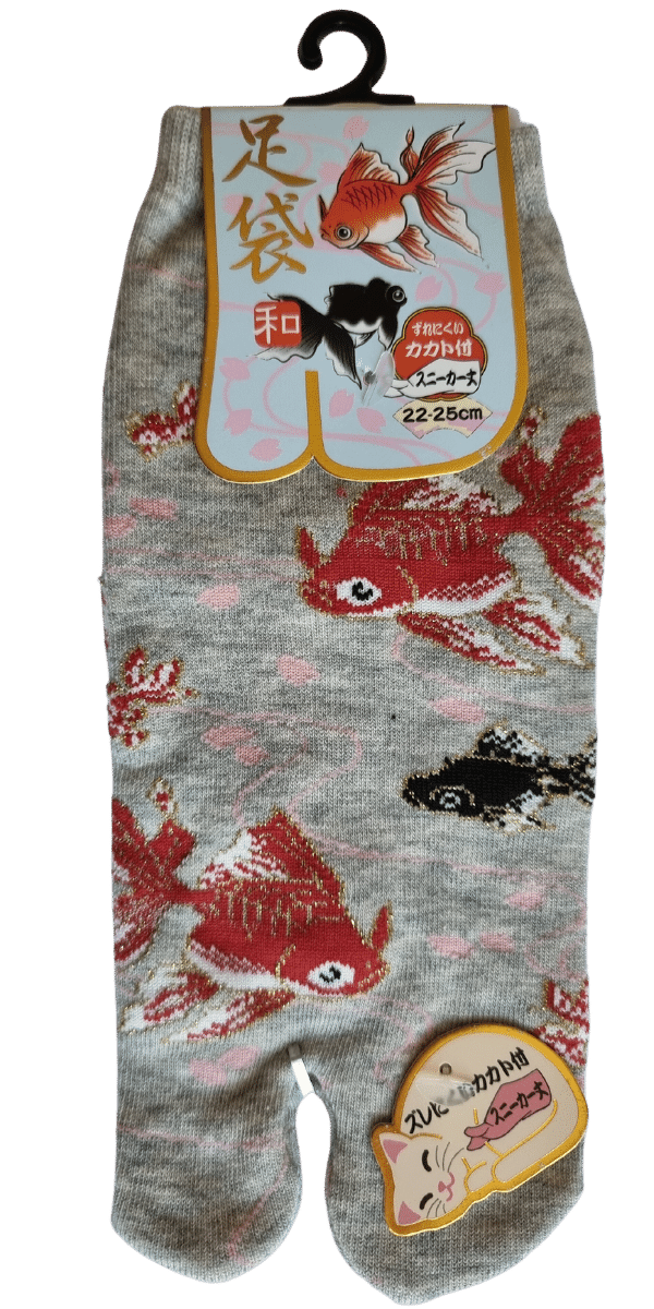 Tabi Socken Zehensocken Goldfische grau