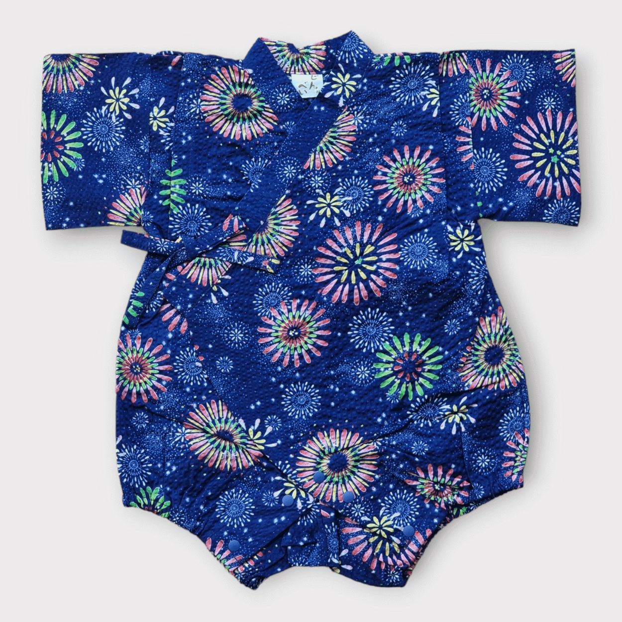 Baby Kimono Babystrampler Blau Feuerwerk Gr. 68 bis 80