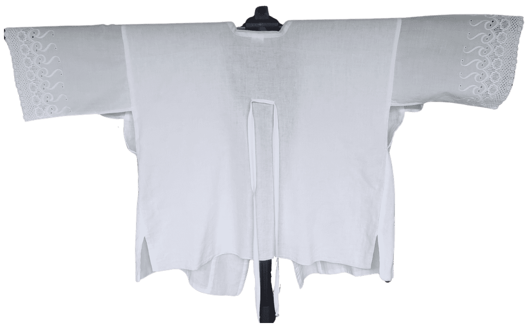 Vintage Hada-Juban Unterkimono Weiß mit Bändern