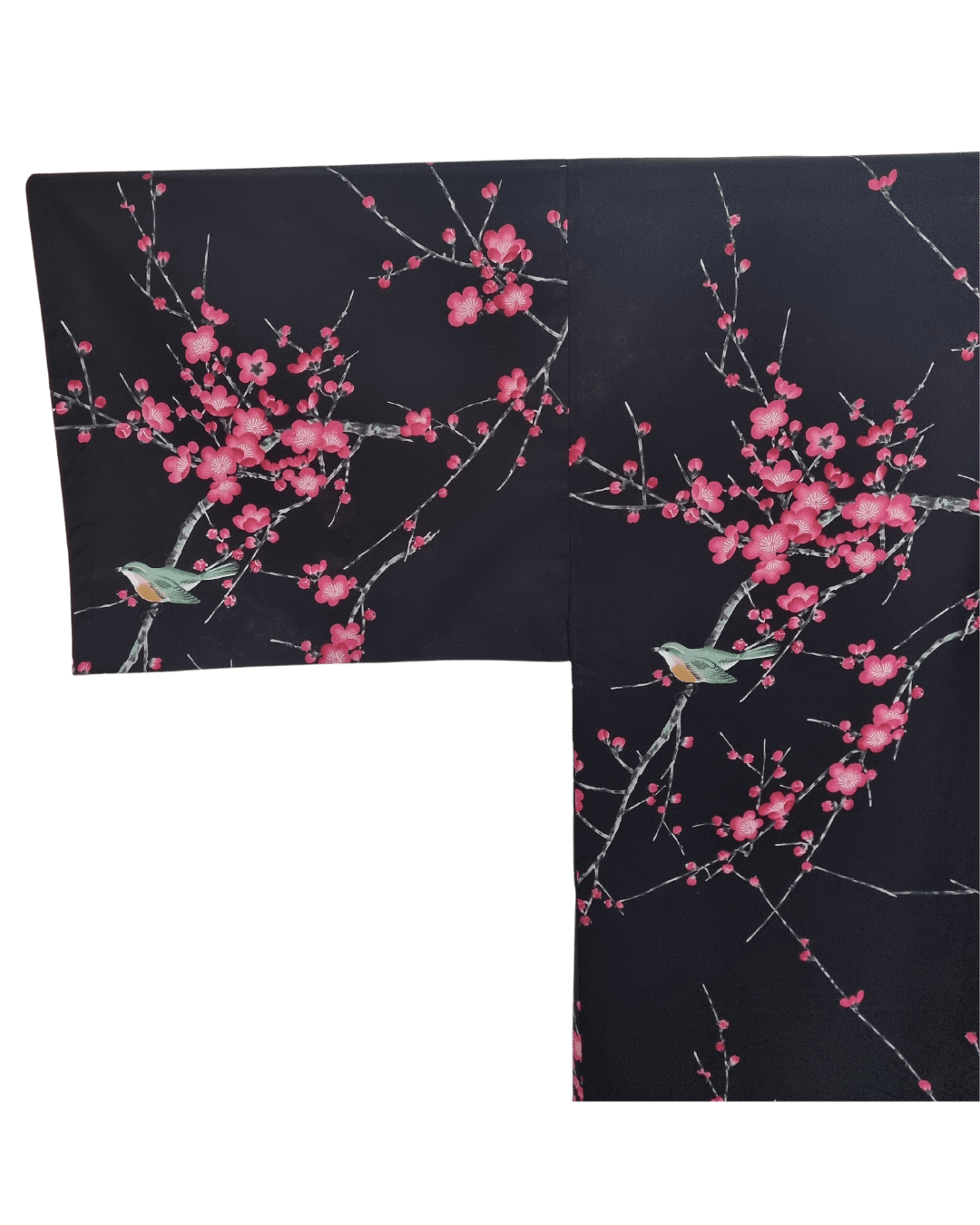 Plus Size Yukata Damen Pflaumenblüte schwarz inkl. Obi