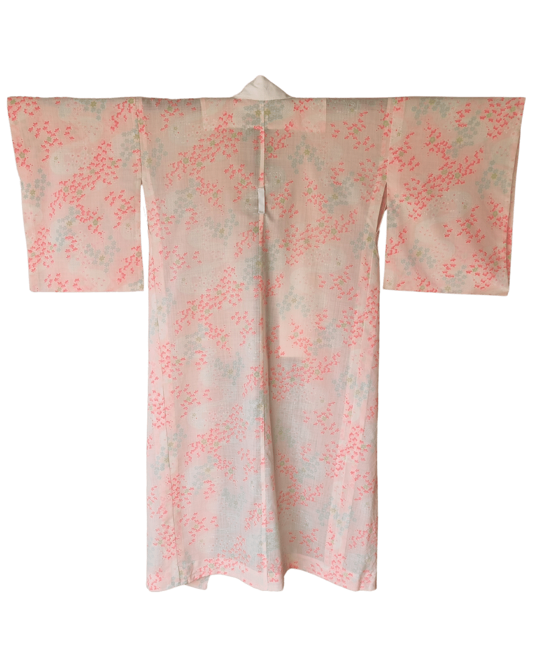 Vintage Naga-Juban Unterkimono rosa mit Blättern und Blüten