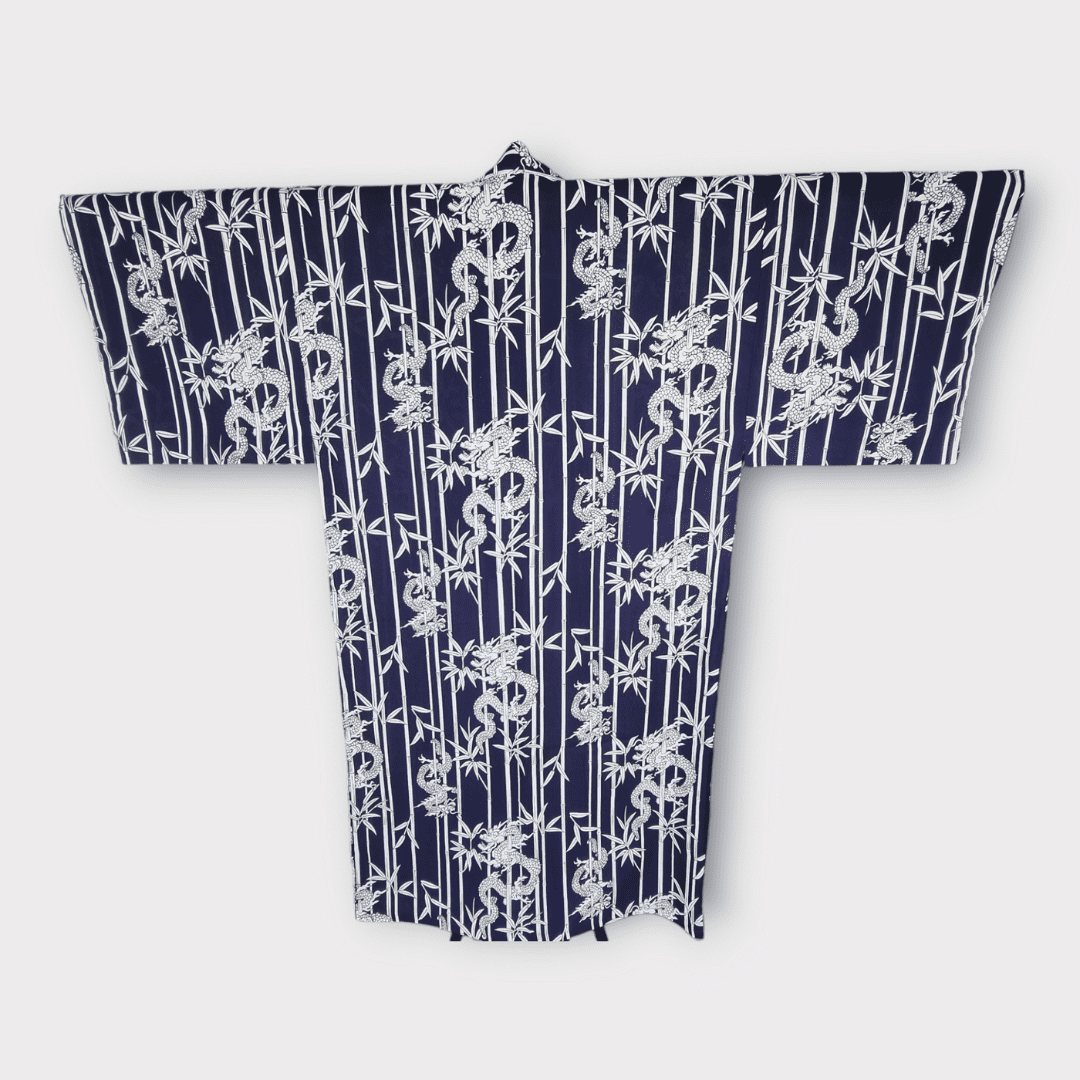 Plus Size Yukata Herren Drache Bambus inkl. Obi