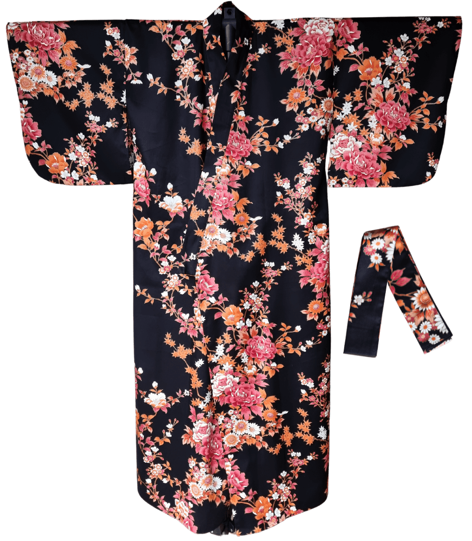 Damen Kimono Pfingstrosen und Kirschblüten