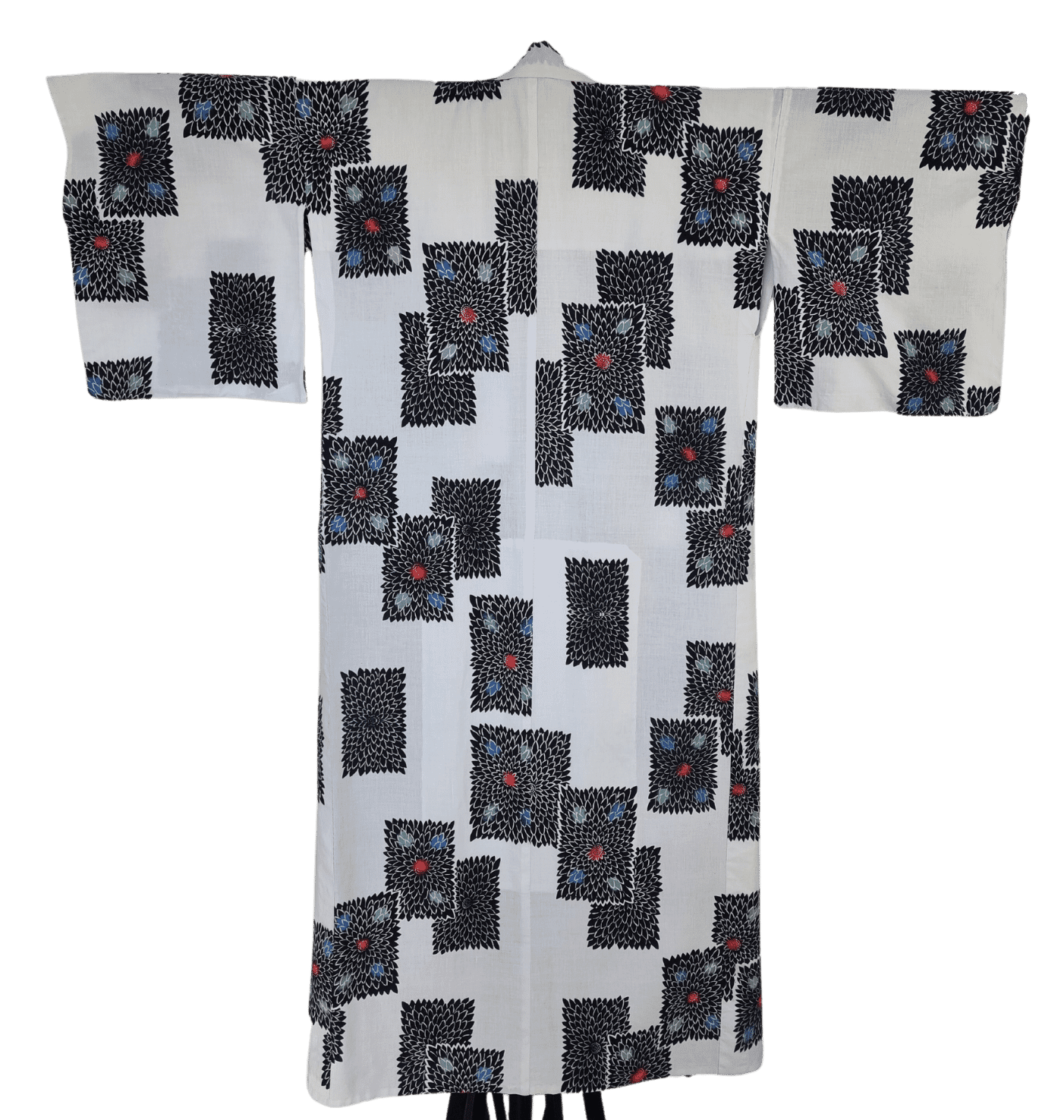 Vintage Yukata weiß mit blauen Blumen