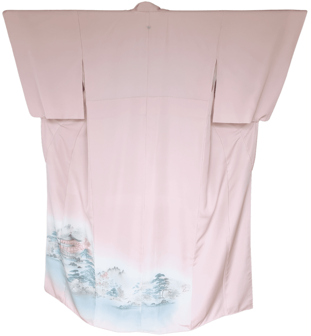 Vintage Iro-Tomesode Kimono Damen rosa Kinkakuji