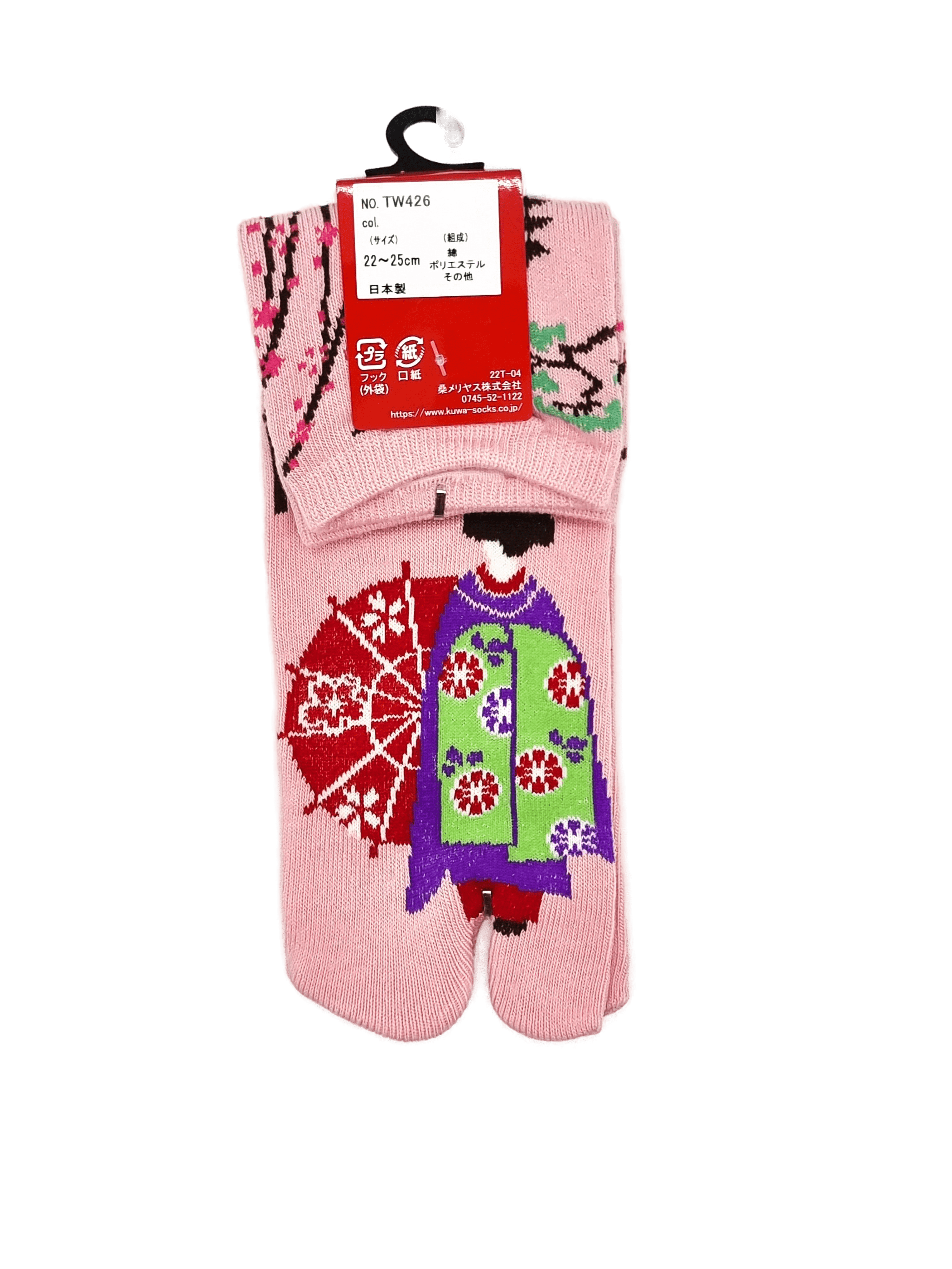 Rechte Tabi Socke in rosa mit Geisha