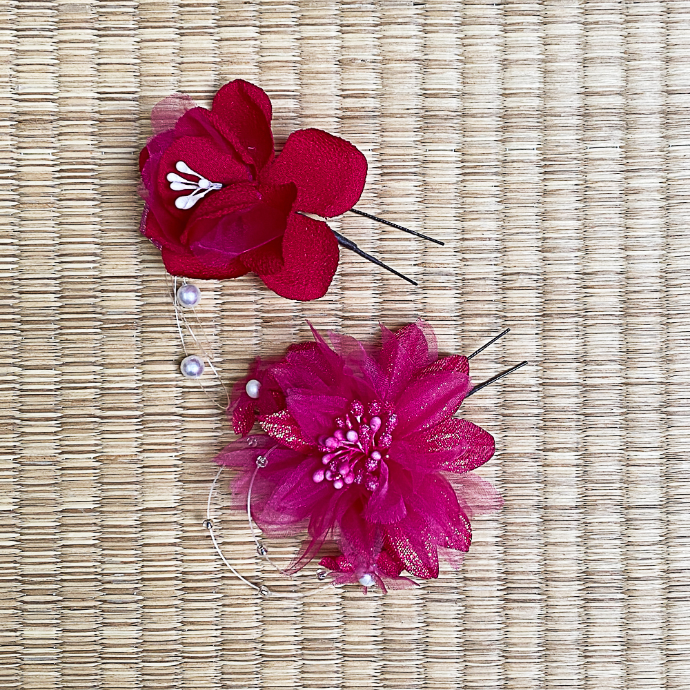 Vintage Pinke Blumen Haarschmuck Set