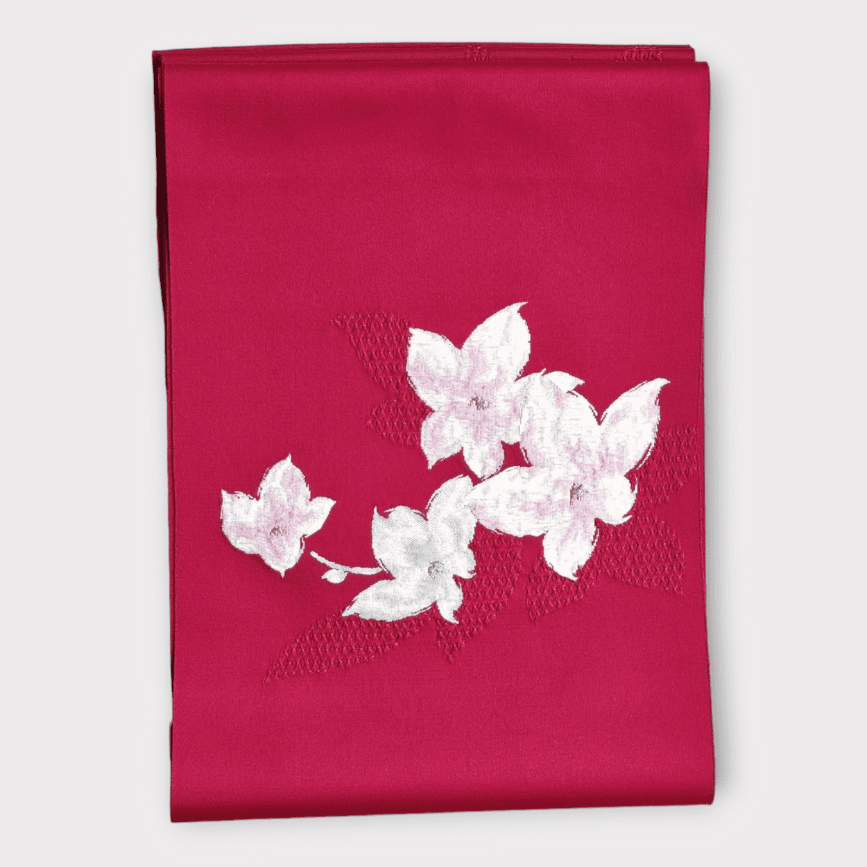 Vintage Kyobukuro Obi Weinrot mit rosa Blüten