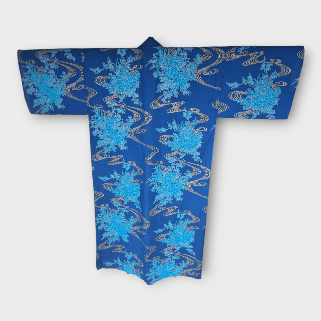 Plus Size Yukata Damen Kawa Blau inkl. Obi