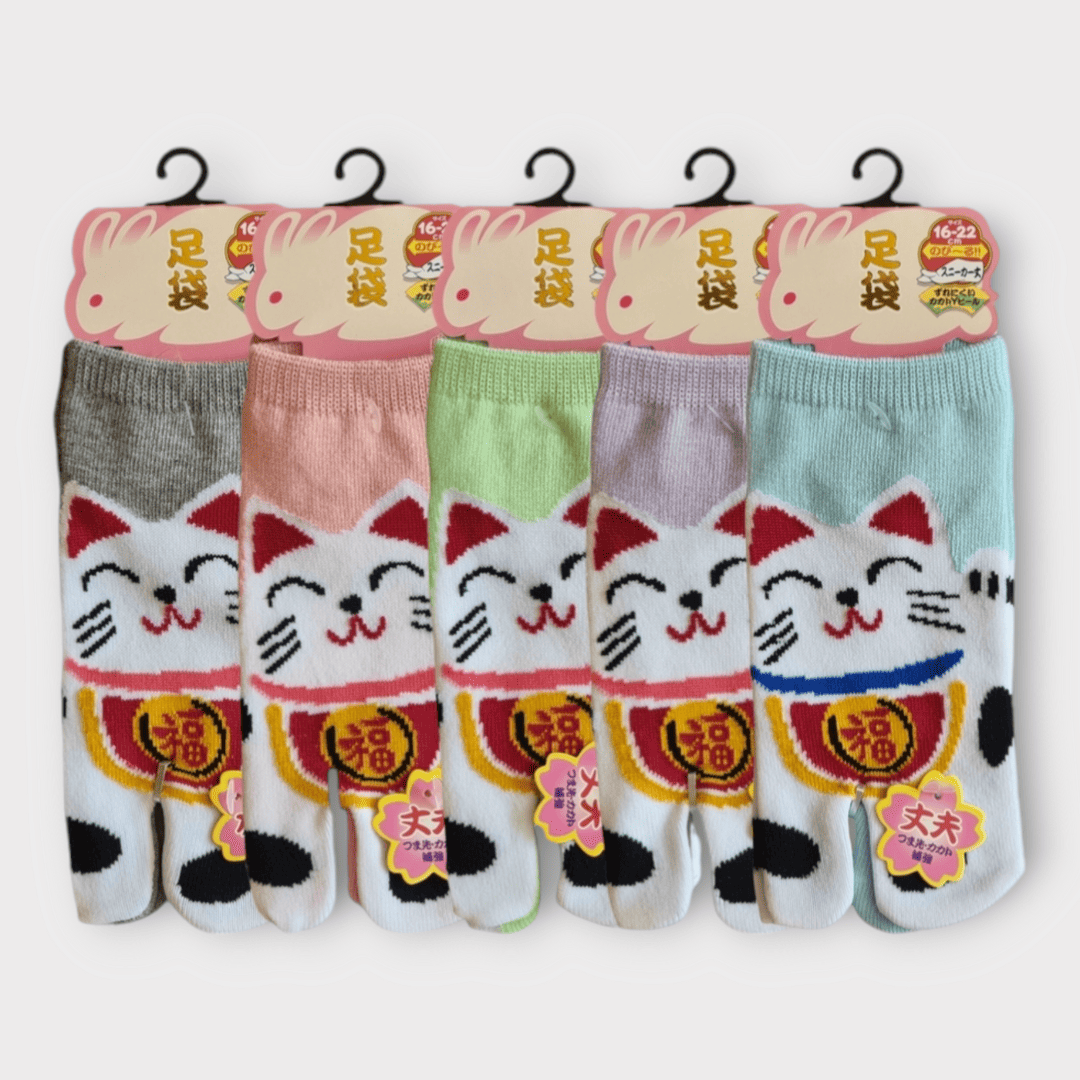 Kinder Tabi Socken Zehensocken Winkekatze Gr. 26 - 36