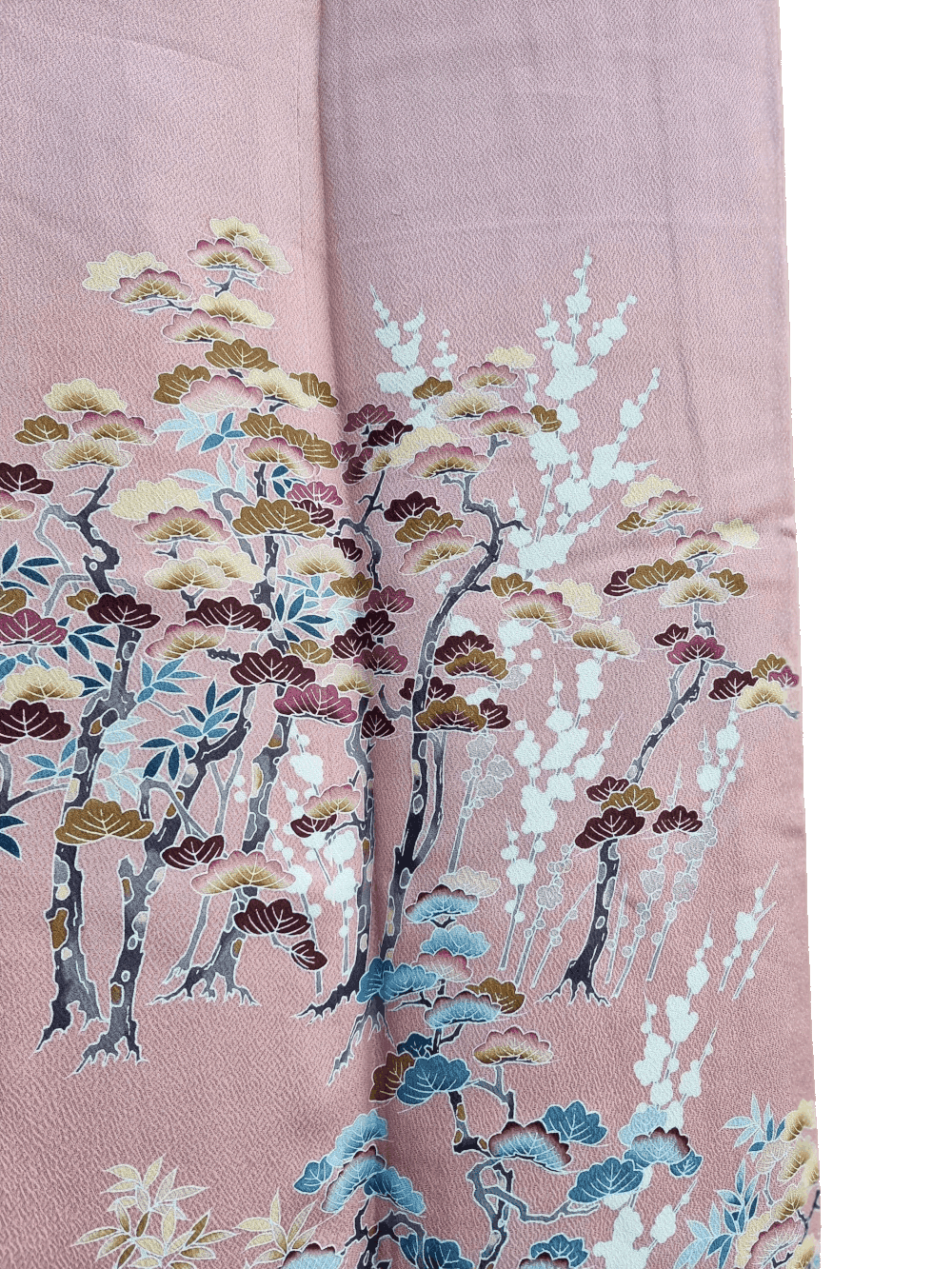 Muster Vintage Tomesode Kimono Damen rosa mit Bäumen