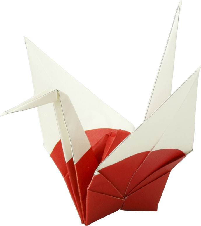 Origami Kranich japanische Flagge
