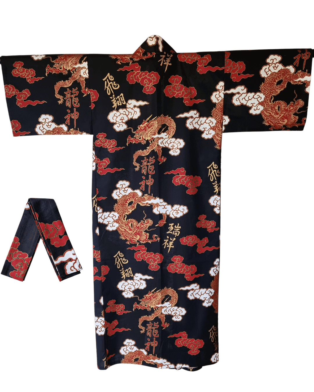 Yukata Herren schwarz Drache inkl. Obi