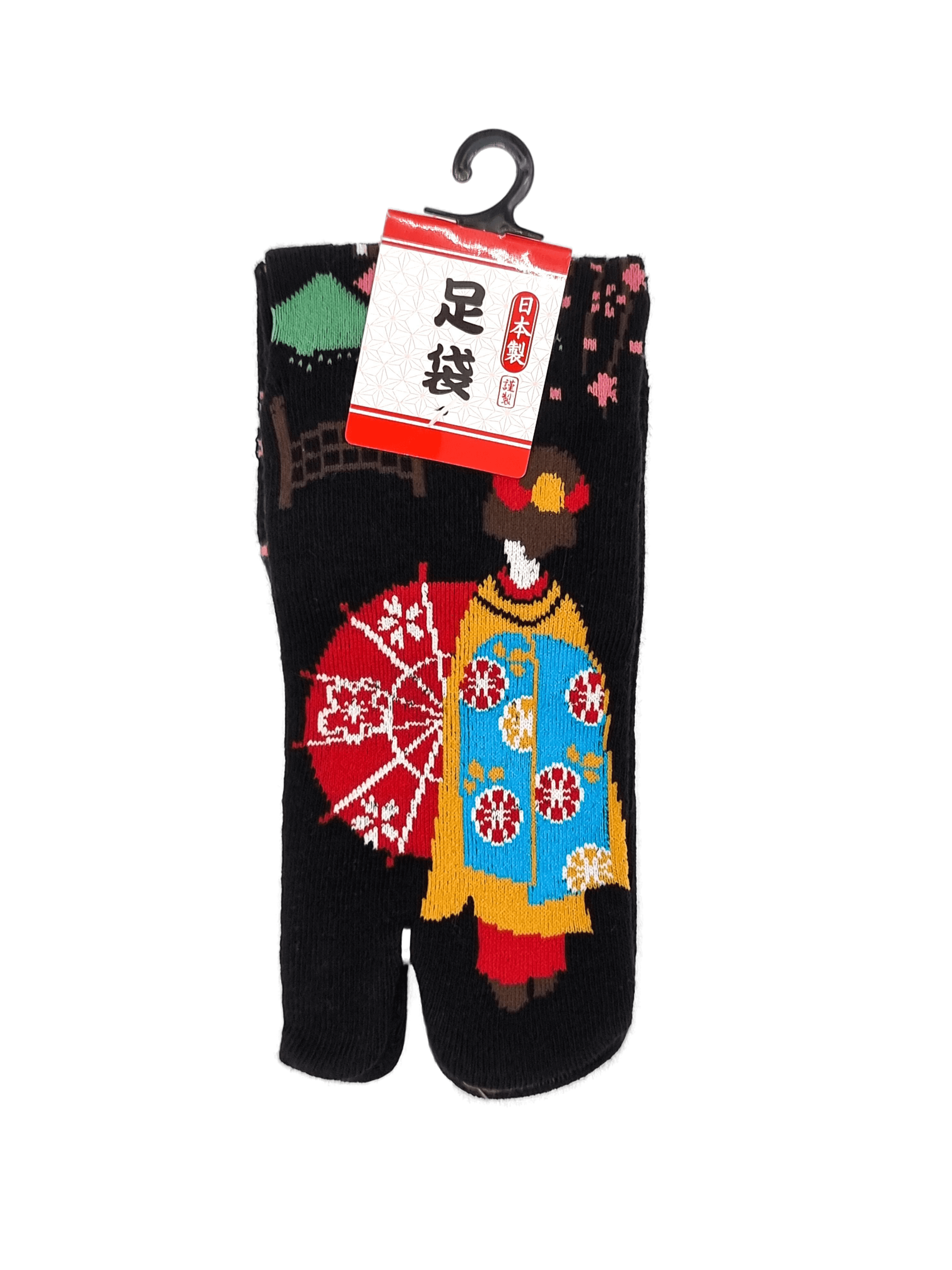 Linke Tabi Socke in schwarz mit Geisha