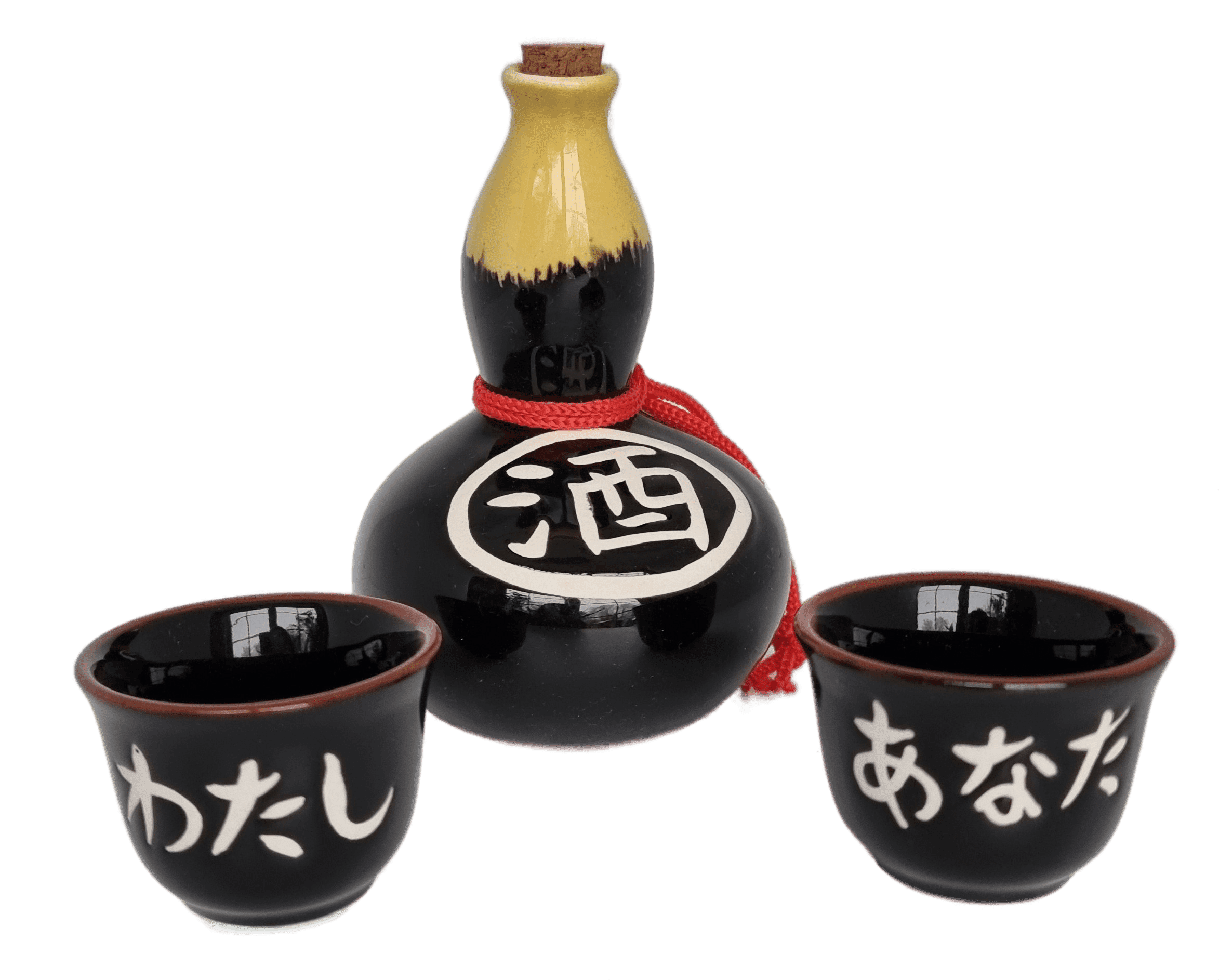 Hyoutan Tokkuri Sake Set aus einer Flasche und 2 Bechern