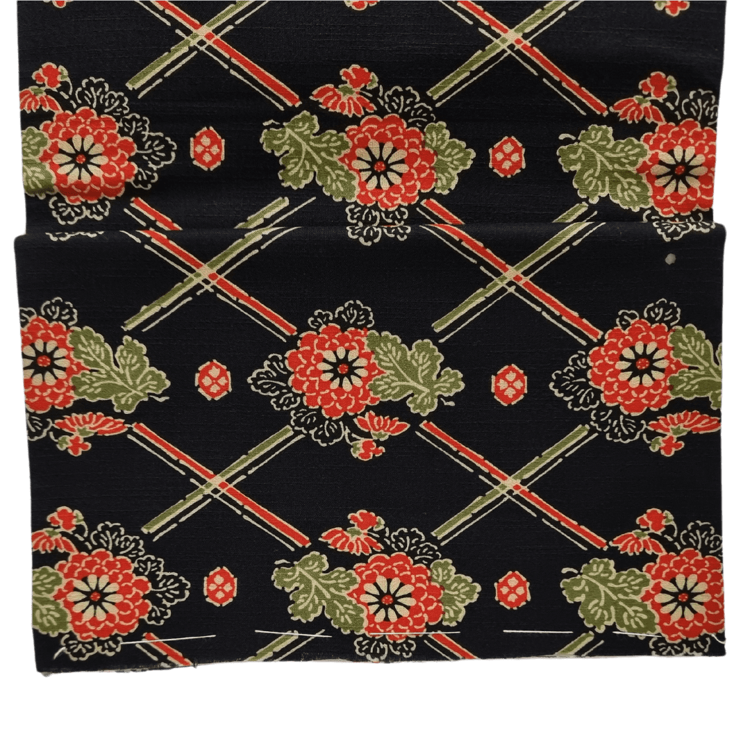 Vintage Taiko Musubi Obi Set schwarz rot grün