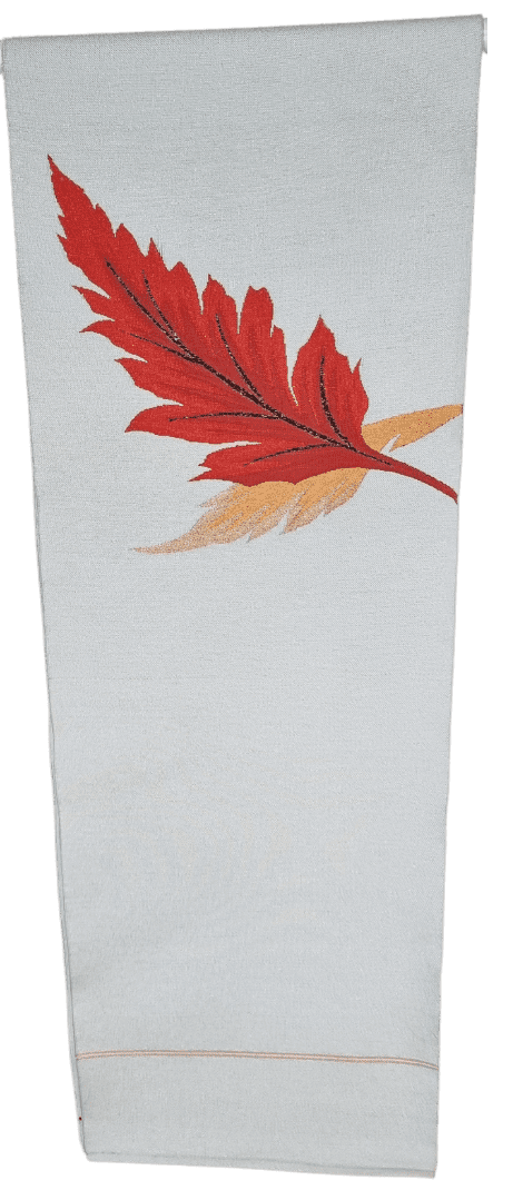 Silber Vintage Kyobukuro Obi mit roten Blättern
