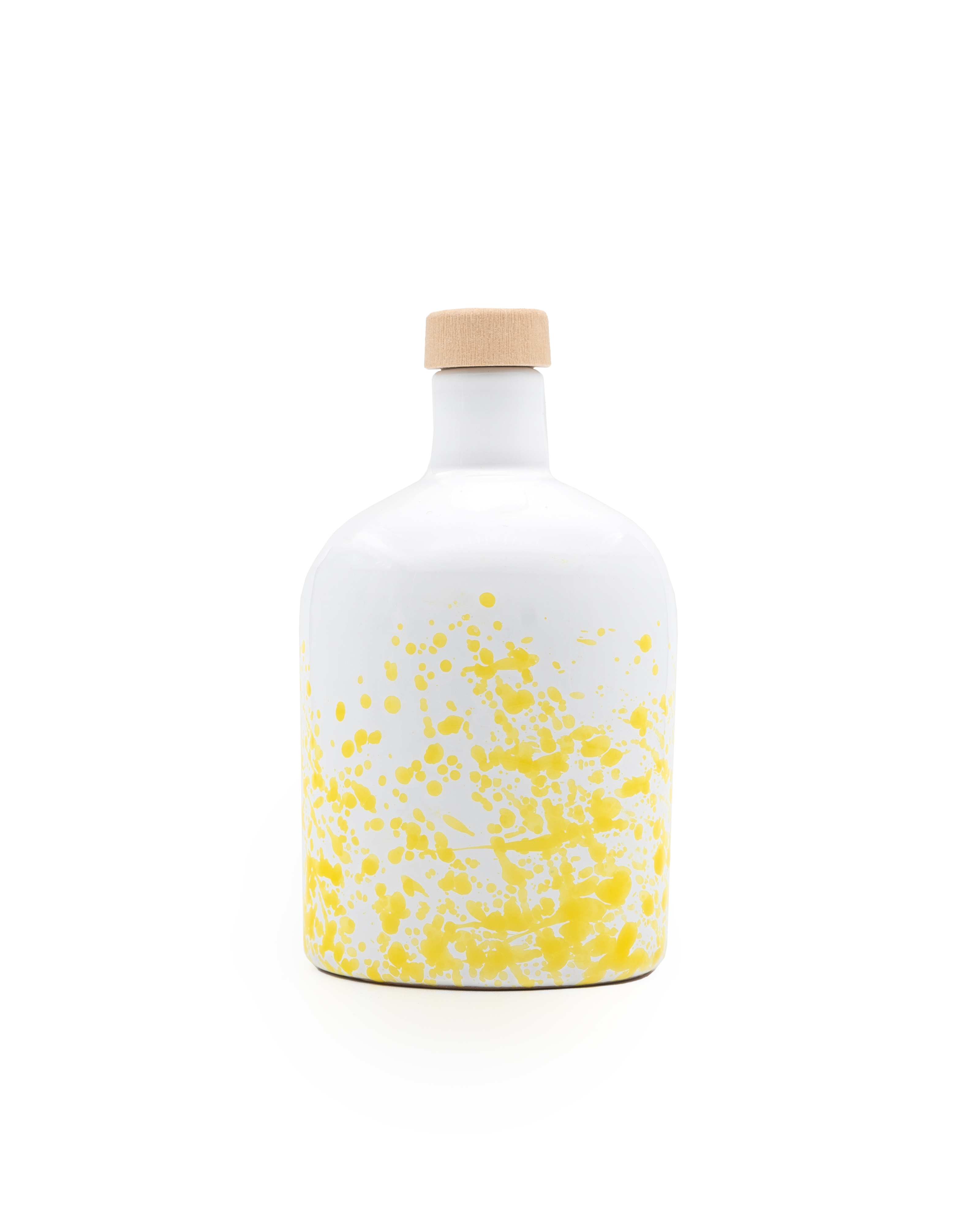 ANDANTE huile d'olive extra vierge bio, filtrée, bouteille en céramique jaune de 500ml.