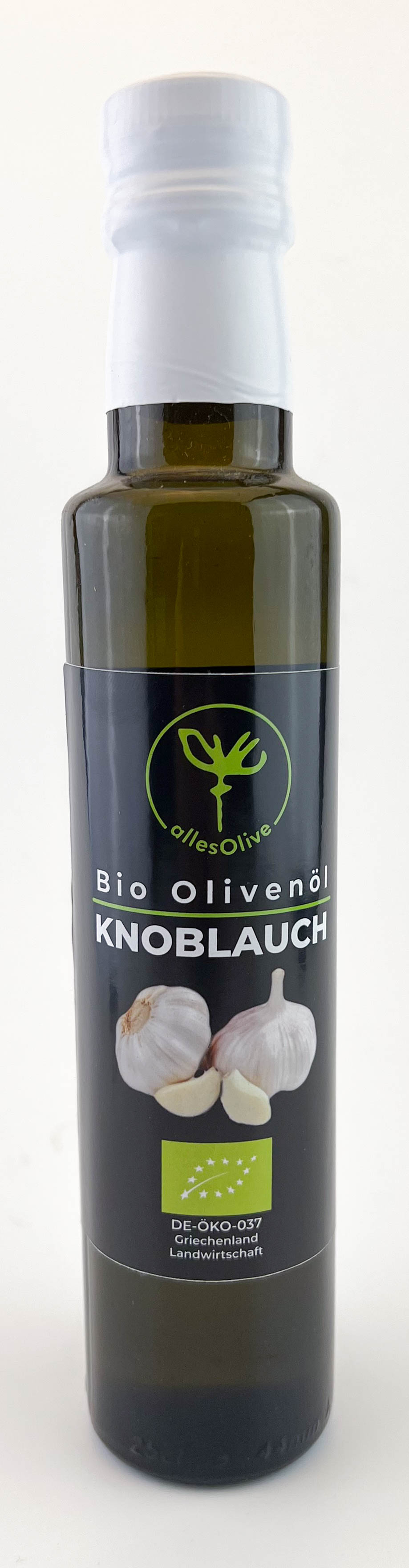 Natives Bio-Olivenöl extra mit Knoblauch, 250ml