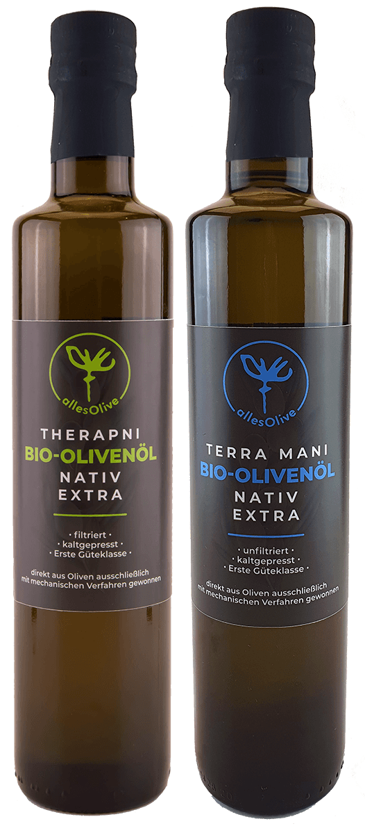 Duo Elliniko : Ensemble d'huile d'olive bio TERRA-MANI & THERAPNI