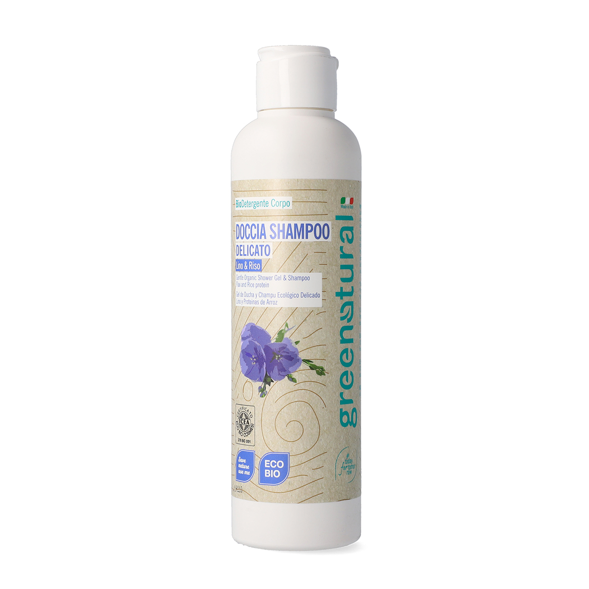 GN 2in1 Delicato Gel Doccia & Shampoo LINO & RISO - eco e bio - 250ml