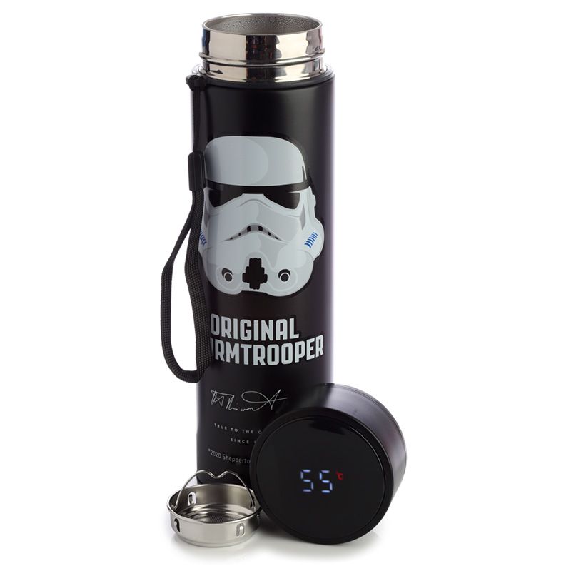 The Original Stormtrooper wiederverwendbare Thermo Isolier- Edestahl Trinkflasche mit Digital Thermometer 450ml