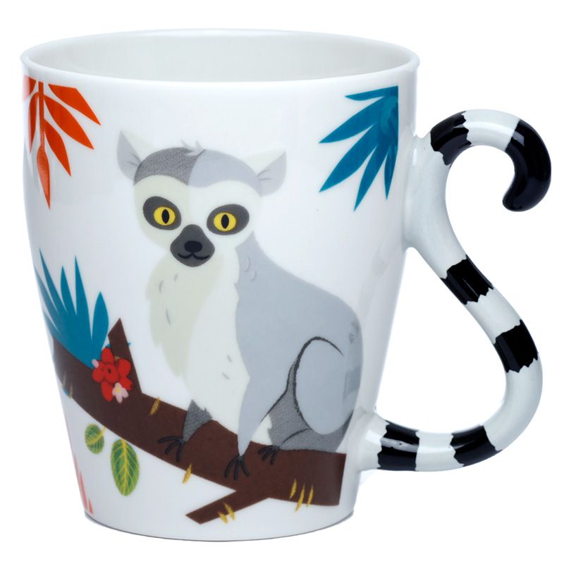 Lemur Spirit of the Night Schwanz geformter Henkel Tasse aus Porzellan
