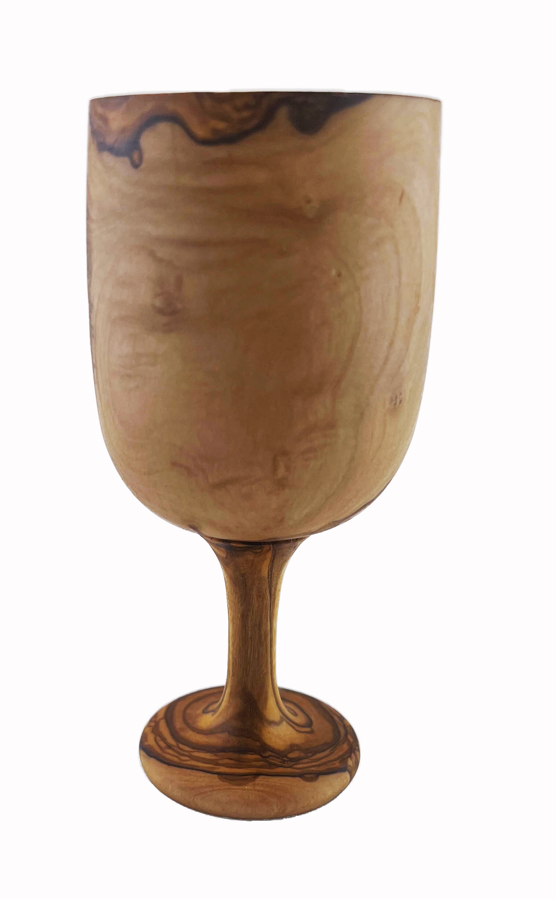 Drinking cup made of olive wood, 15 cm tall.