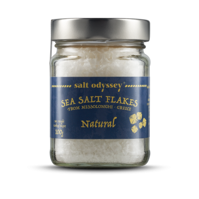 Flocons de sel de mer naturel en pot de verre de 100g