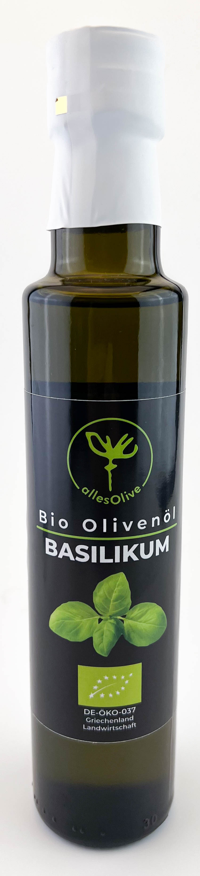 Natives Bio-Olivenöl extra mit Basilikum, 250ml