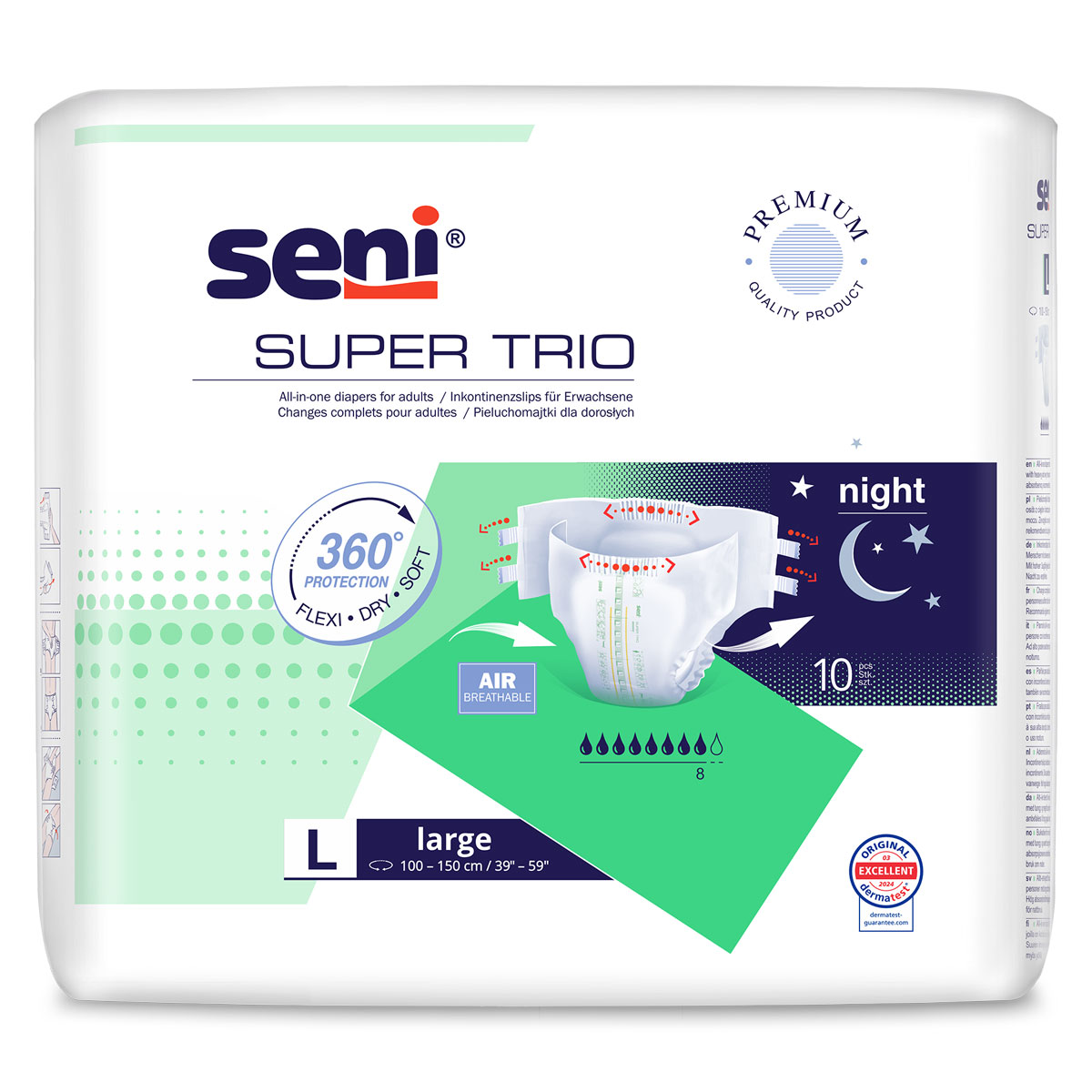 SENI Super TRIO - Inkontinenzwindeln - Gr. 3 LARGE 60 (6x10 Stück)