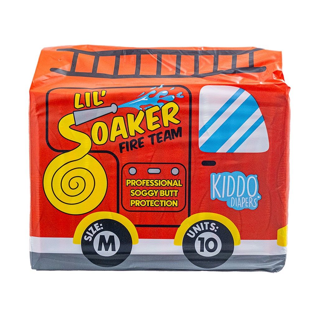 Kiddo Lil Soaker - bunte "Feuerwehr" Erwachsenenwindel - Medium (M)