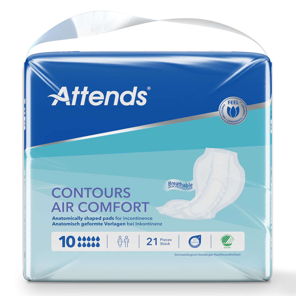 ATTENDS Contours AIR Comfort 10 - atmungsaktive Vorlage - 4x21 Stück