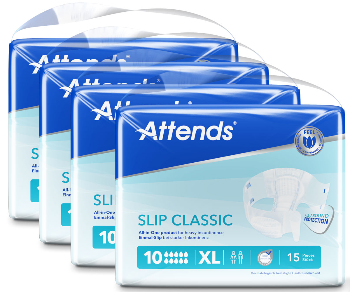 ATTENDS Slip CLASSIC 10 XL - Extra Large, Inkontinenzwindeln, 60 (4x15) Stück