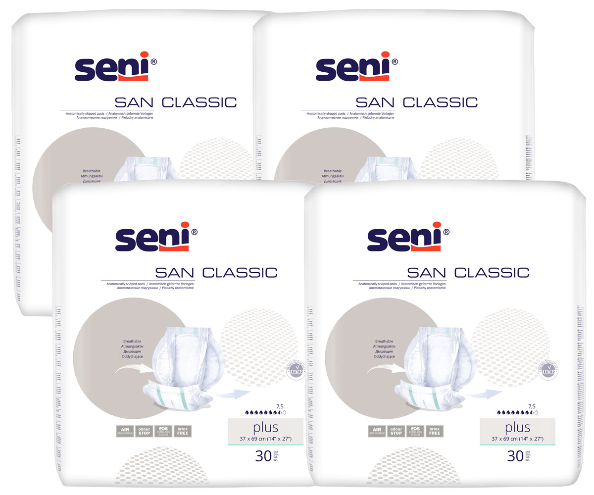 Seni SAN Classic - PLUS - atmungsaktive Vorlagen (4x30) 120 Stück Karton
