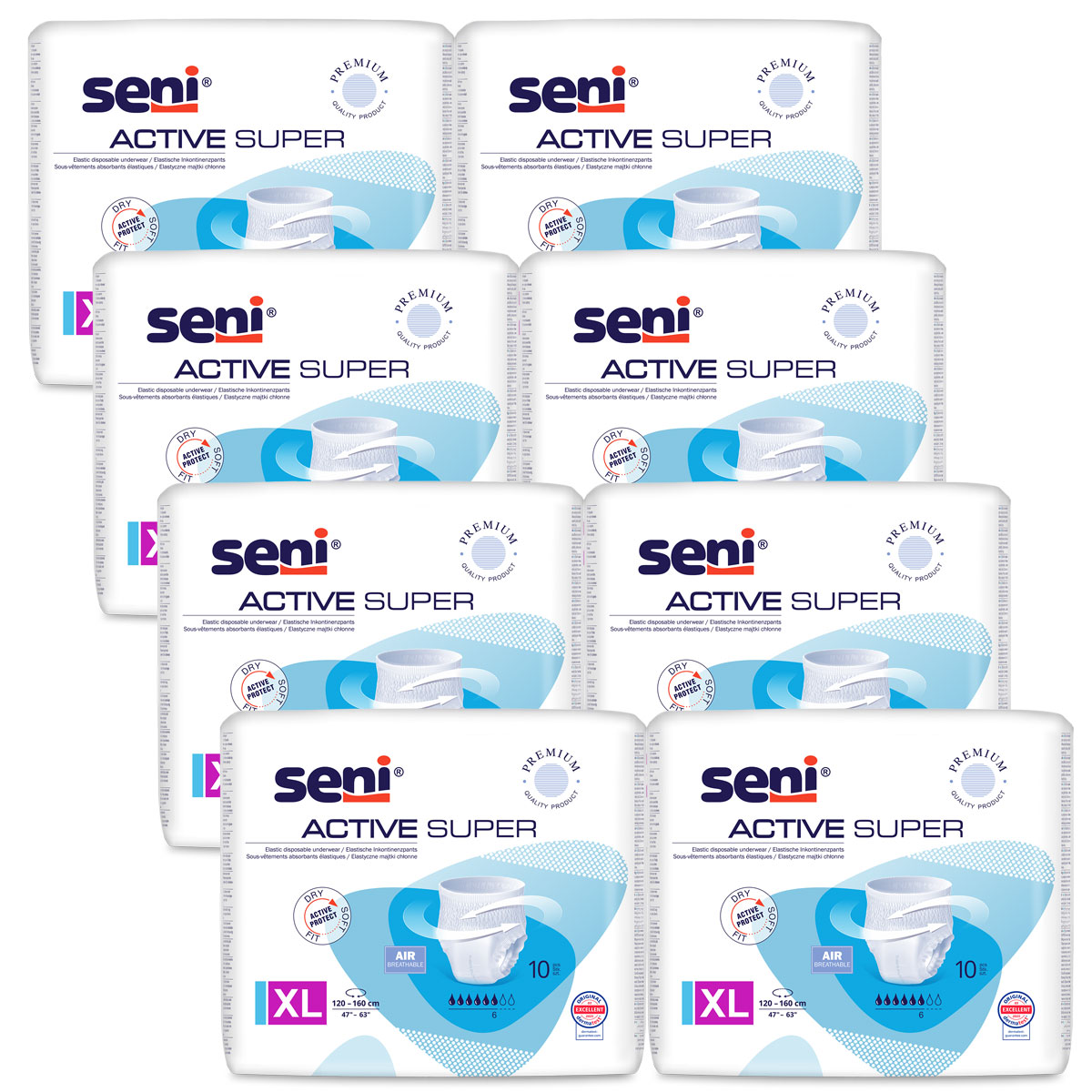 SENI Active SUPER - Inkontinenzslip EXTRA LARGE (8x10) 80 Stück