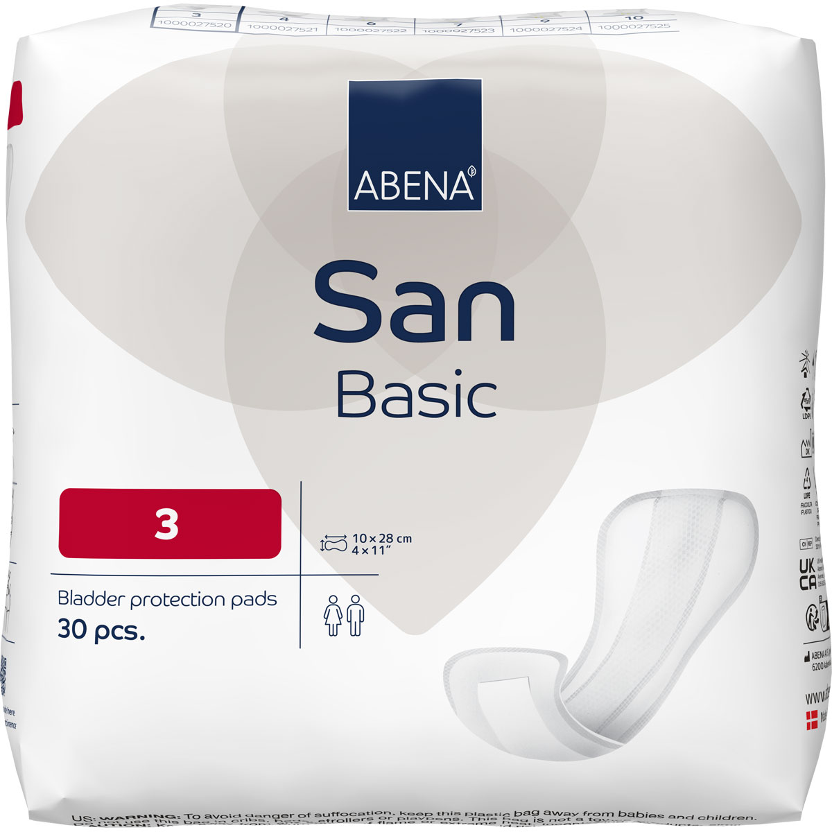 ABENA San Basic 3 - Inkontinenz-Einlagen - Saugkraft: 320ml - 12x30 St. Karton ABENA San Basic 3 - Inkontinenz-Einlagen - Saugkraft: 320ml - 30 Stück