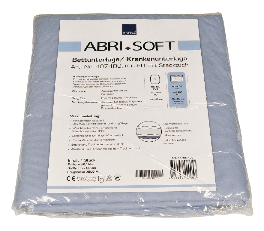 ABENA Abri Soft - waschbare Inkontinenzunterlage (mit zusätzlichen Einschlagflügeln) 85 x 90cm