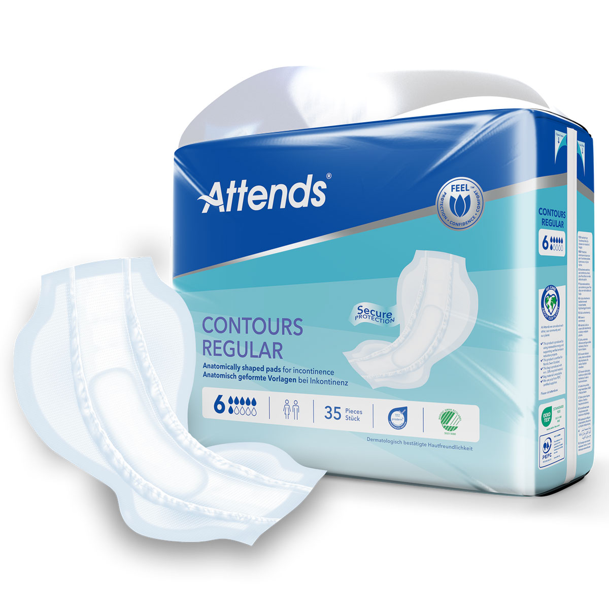 ATTENDS Contours Regular 6 - Inkontinenzvorlagen - 4x35 Stück ATTENDS Contours Regular 6 - Inkontinenzvorlagen - 4x35 Stück