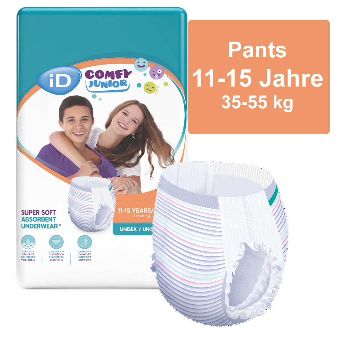 iD Comfy Junior Pants - für Kinder & Jugendliche von 11-15 Jahren - 14 Stück Pack